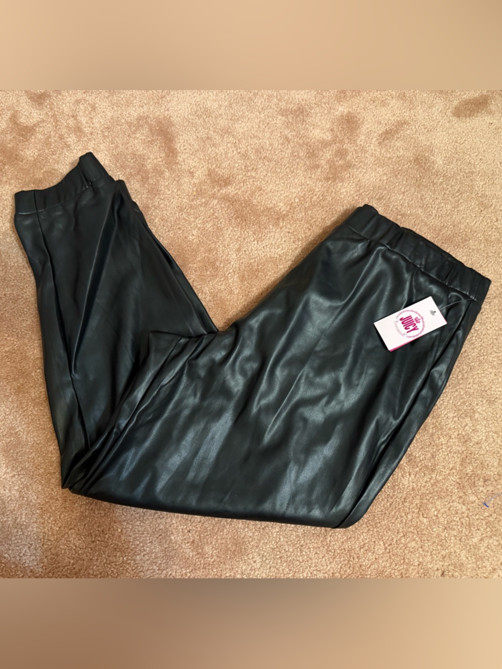 Juicy Couture Black Faux Leather Jogger Pants